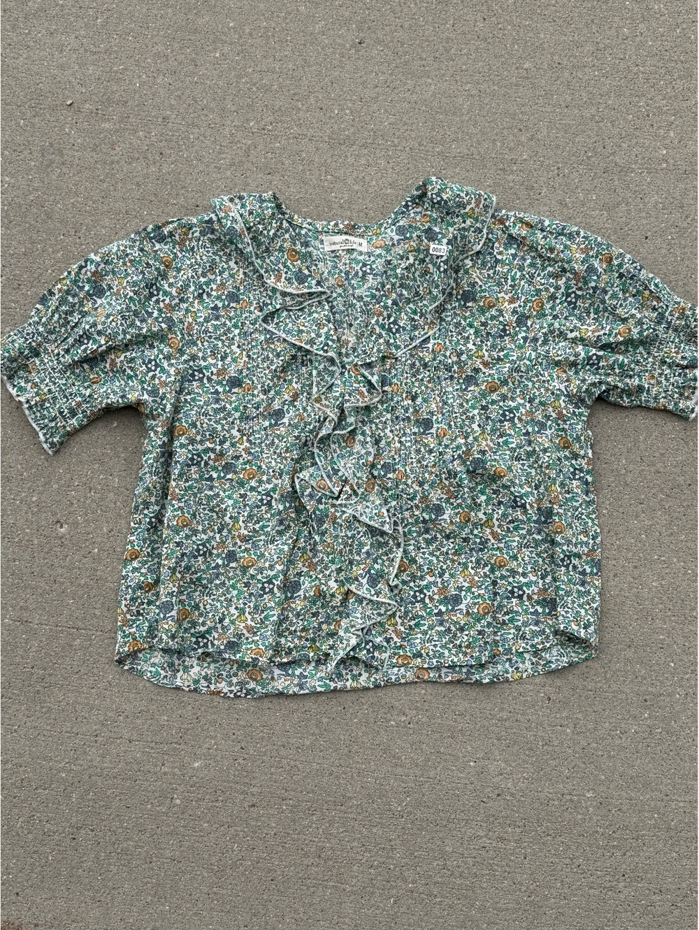 Natural Life Floral Ruffle Button-Up Blouse Medium